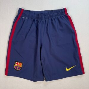 Nike FC Barcelona Lined Shorts Men M Navy Dri-Fit Stretch Drawstring Swoosh Logo